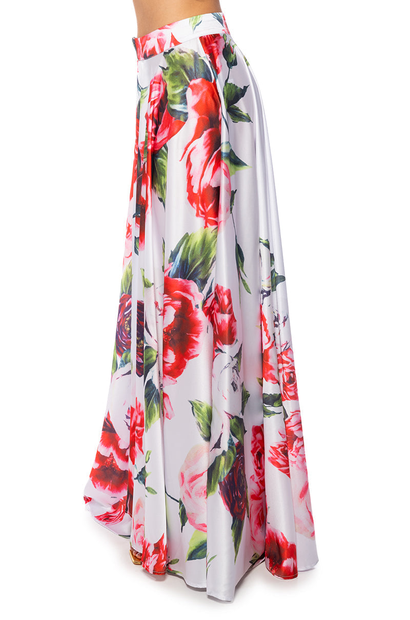 CARAMELLA MAXI SATIN WRAP SKIRT