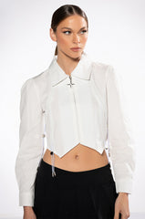 CARRIED AWAY CROPPED BUTTON DOWN TOP