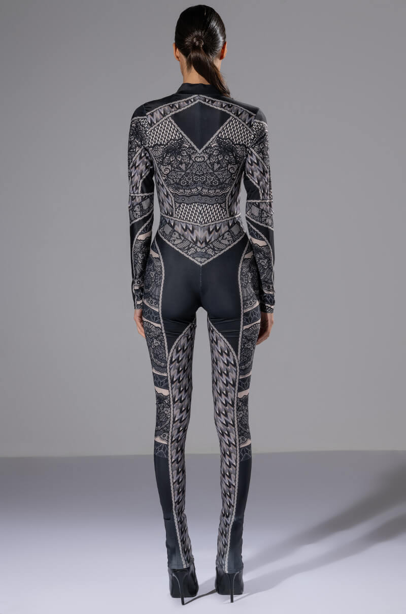 CATCH A GLIMPSE ZIP UP CATSUIT