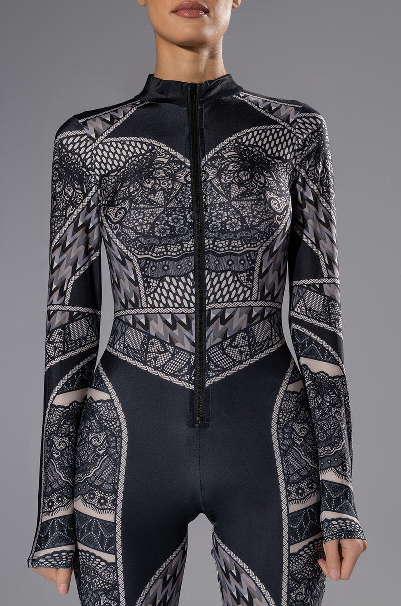 CATCH A GLIMPSE ZIP UP CATSUIT