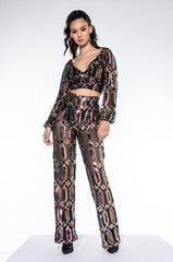 CELINE SEQUIN CROSS FRONT BLOUSE