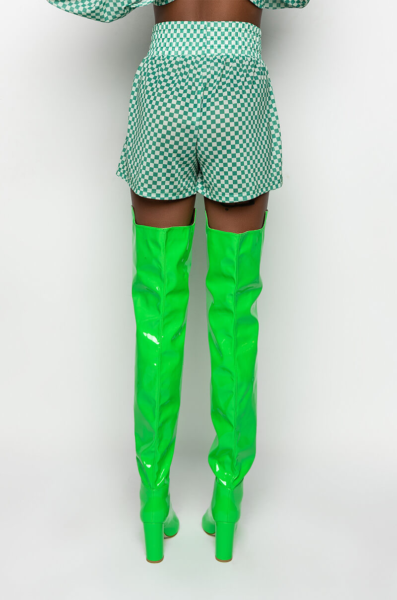 CENTRAL PARK GINGHAM MESH HIGH WAISTED SHORT