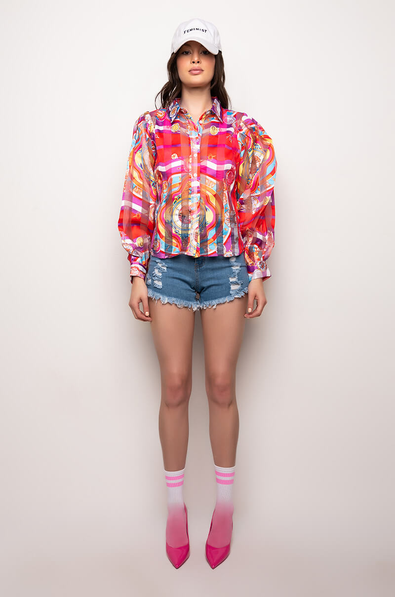 C'EST LA VIE PRINTED BLOUSE