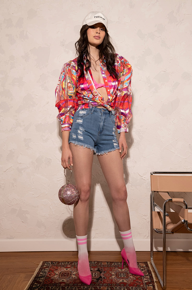 C'EST LA VIE PRINTED BLOUSE