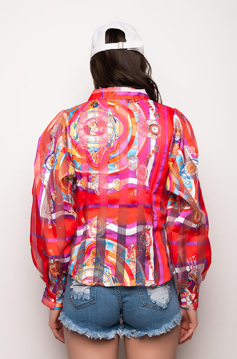 C'EST LA VIE PRINTED BLOUSE
