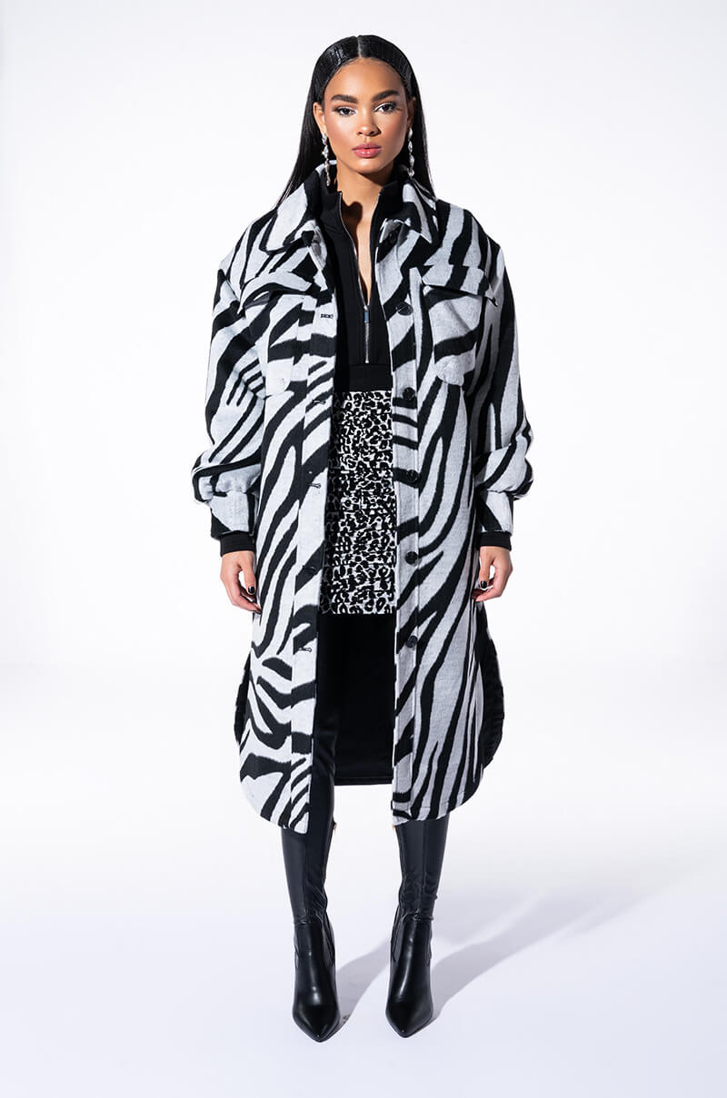 ZEBRA WOOL LIKE TRENCH SHACKET