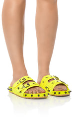 COMBOO EMBELLISHED FLAT SANDAL LIME