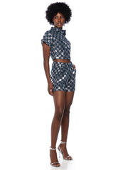 CHECK MAKE SEQUIN SHORT
