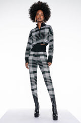 CHECKLIST PJ FRONT ZIP KNIT TOP