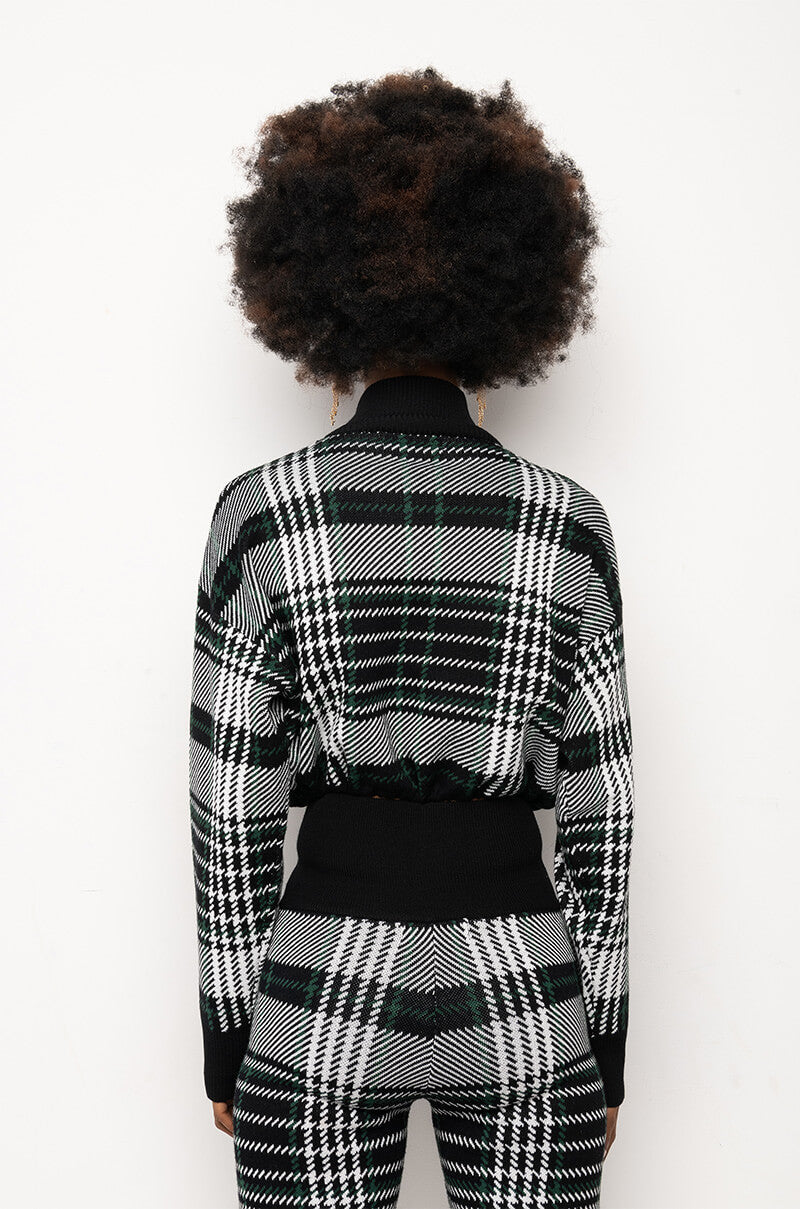 CHECKLIST PJ FRONT ZIP KNIT TOP