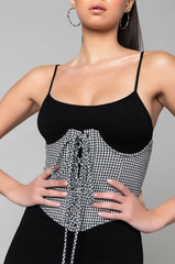 CHECKMATE LACE UP CORSET