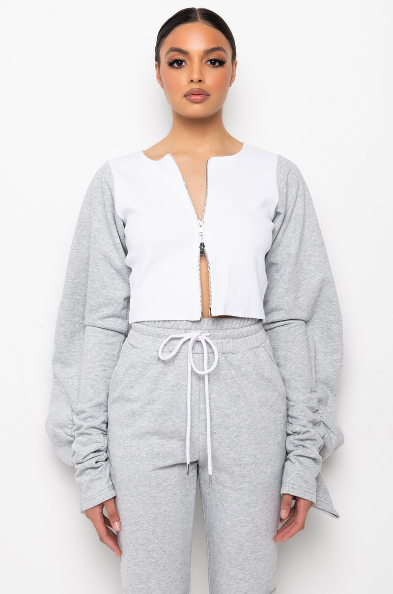 CITY CHIC CONTRAST SLEEVE SWEATSHIRT