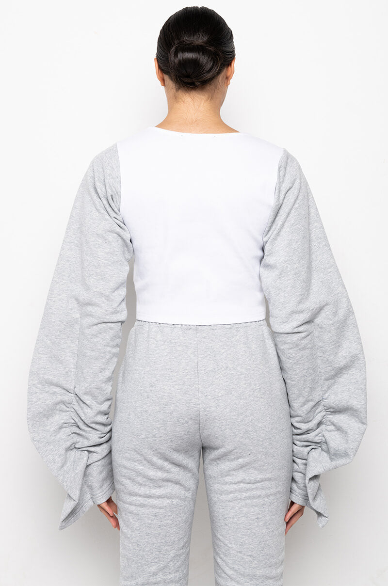 CITY CHIC CONTRAST SLEEVE SWEATSHIRT