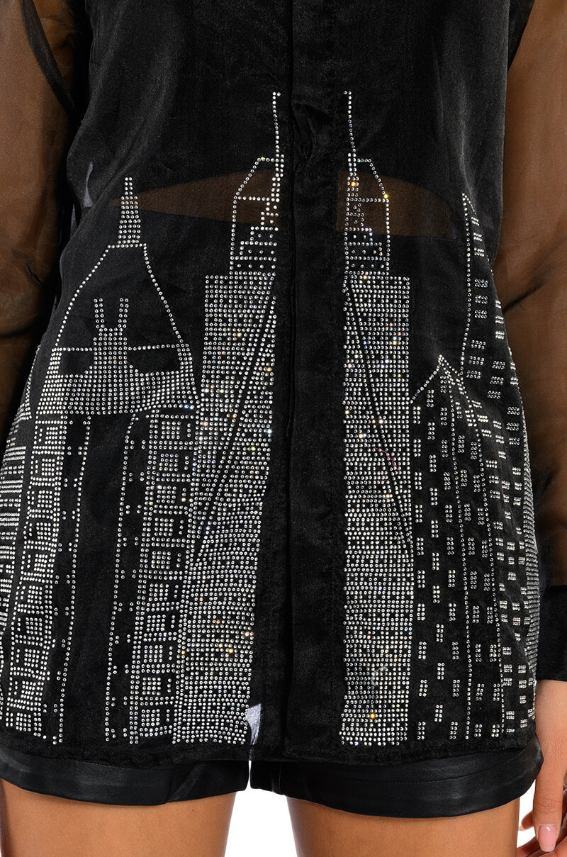 CITY LIGHTS LONGS SLEEVE BUTTON DOWN BLOUSE