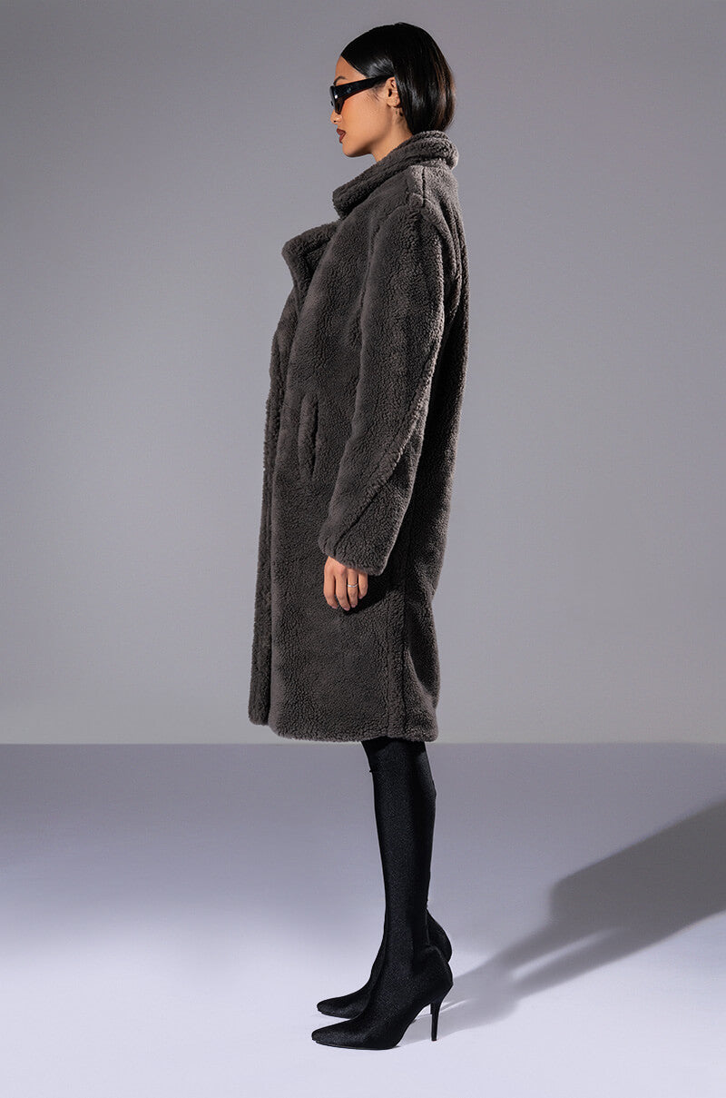 NAOMI LUXE WOOLISH TRENCH IN GREY