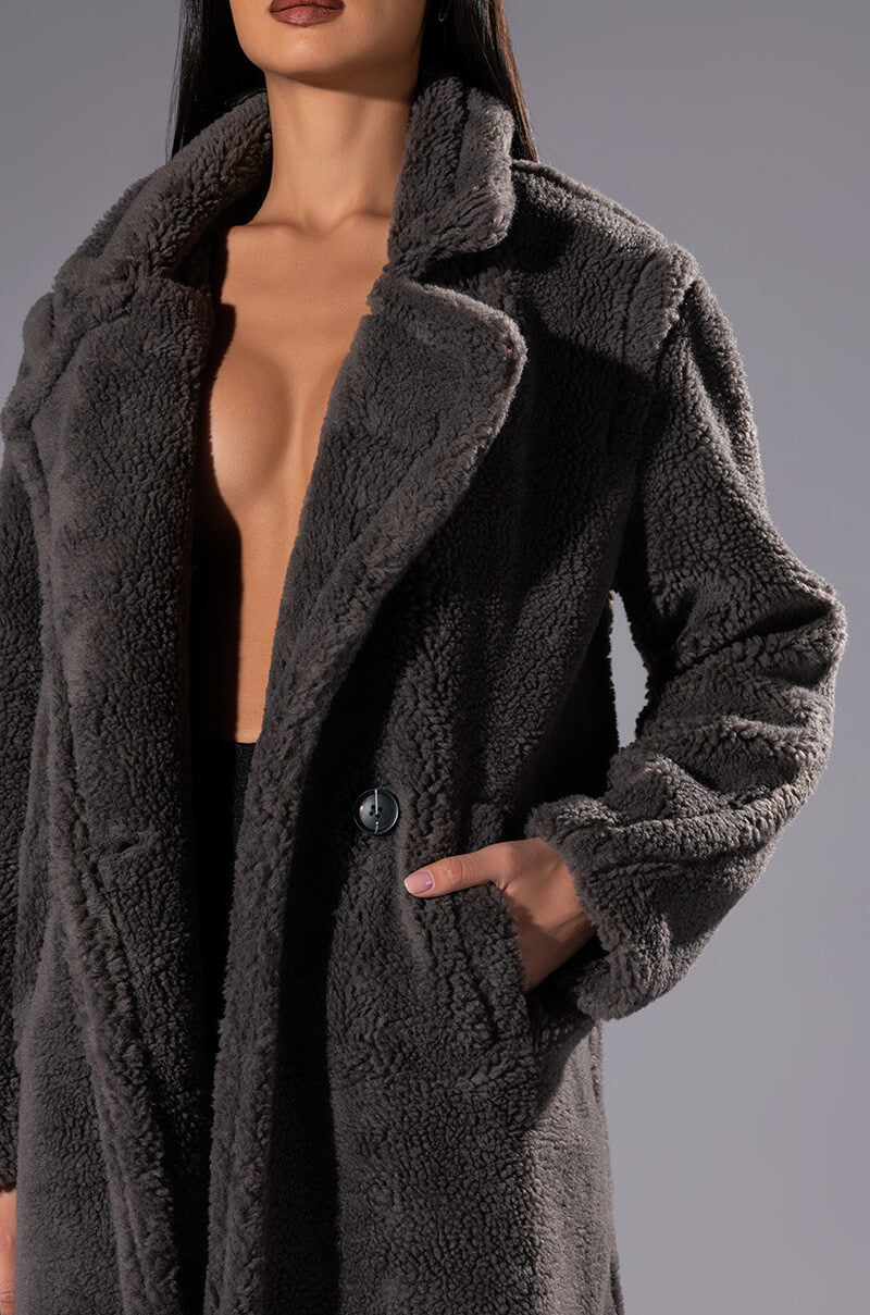 NAOMI LUXE WOOLISH TRENCH IN GREY