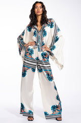 COASTAL LIVING OVERSIZED SATIN BUTTON DOWN