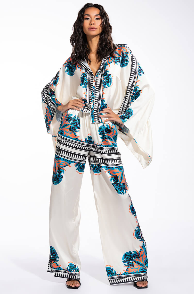 COASTAL LIVING SATIN WIDE LEG PANT