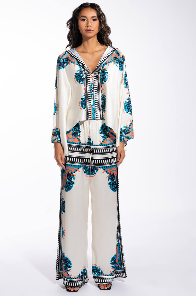 COASTAL LIVING SATIN WIDE LEG PANT