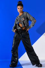 COLDER HOURS FAUX LEATHER PARACHUTE PANT