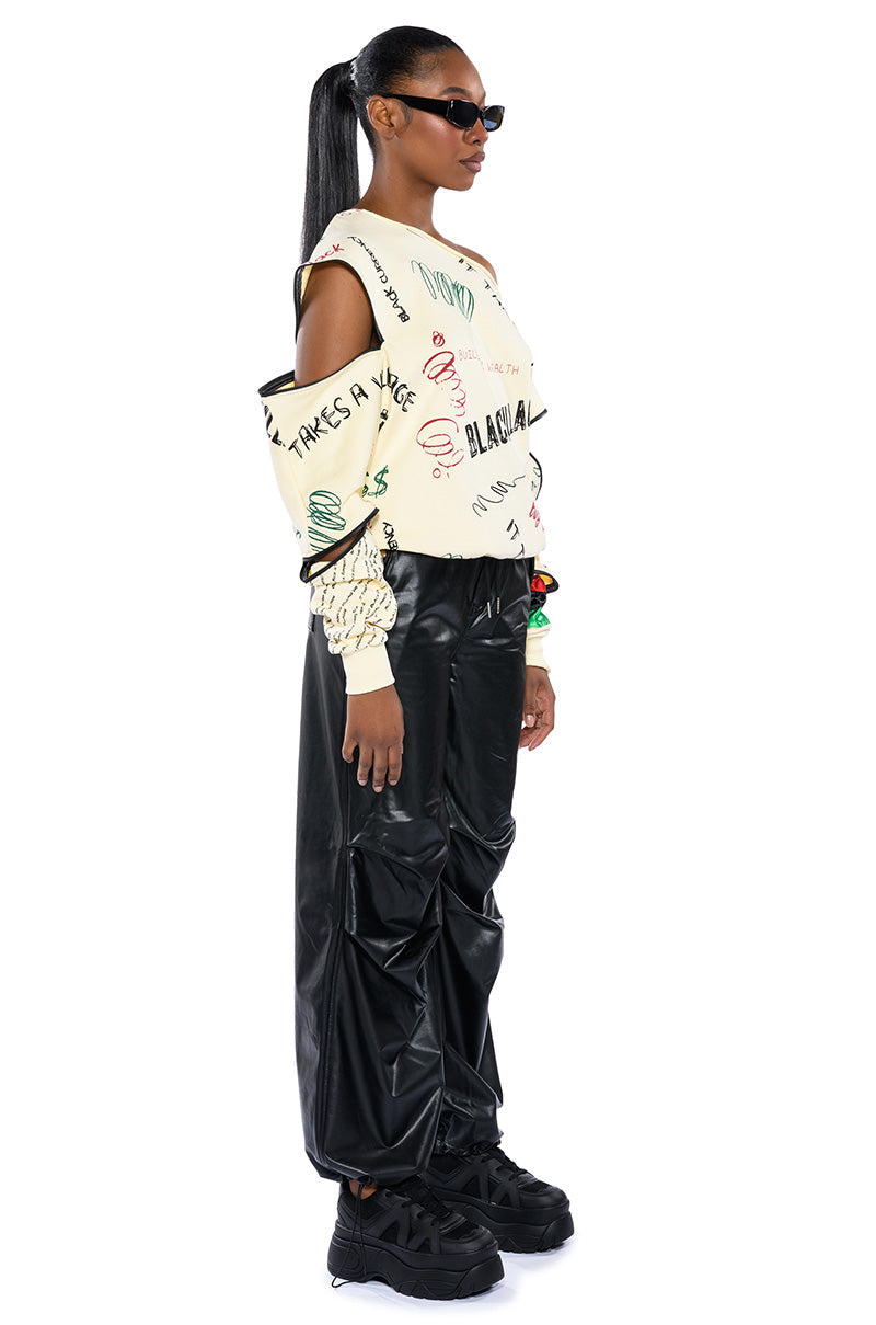 COLDER HOURS FAUX LEATHER PARACHUTE PANT