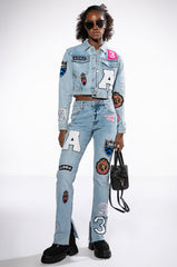 COLLEGIATE OUT OF YOUR LEAGUE HIGH RISE STRAIGHT LEG JEAN
