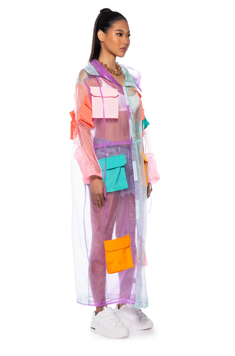 COLOR BLOCK POCKET DUSTER