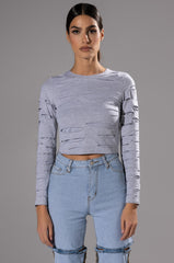 COME AROUND DISTRESSED LONG SLEEVE T SHIRT