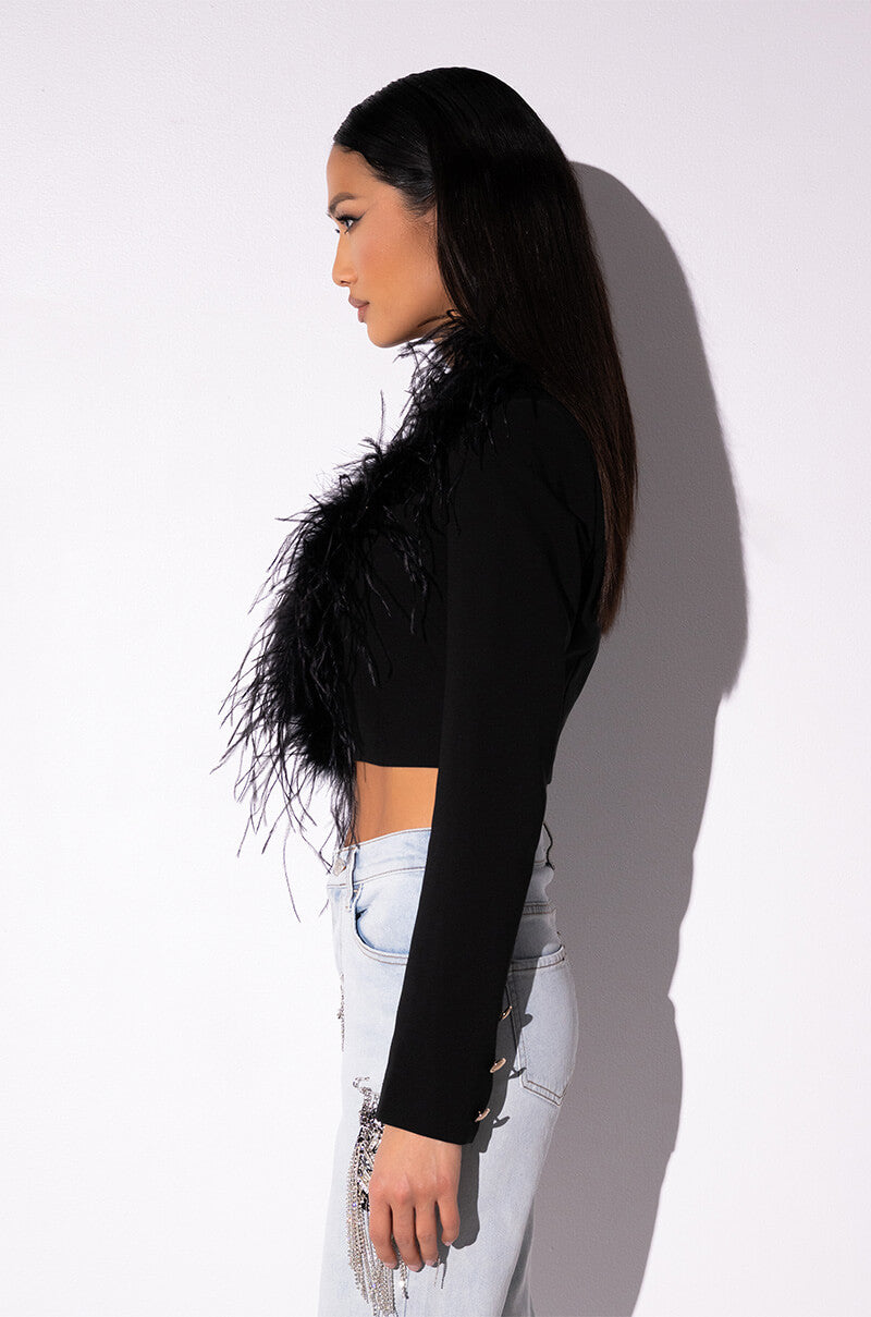 COME ON BABY FEATHER CROP BLAZER