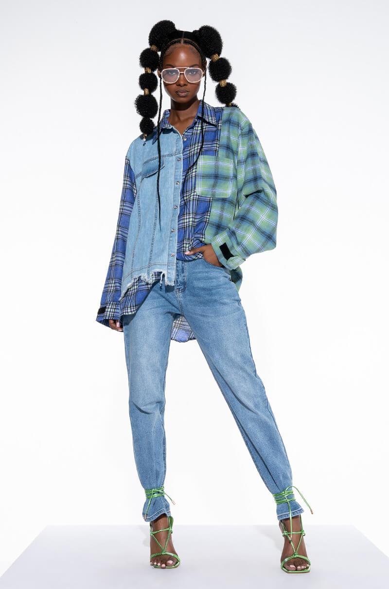 COME THROUGH MULTI PLAID BUTTON UP SHIRT