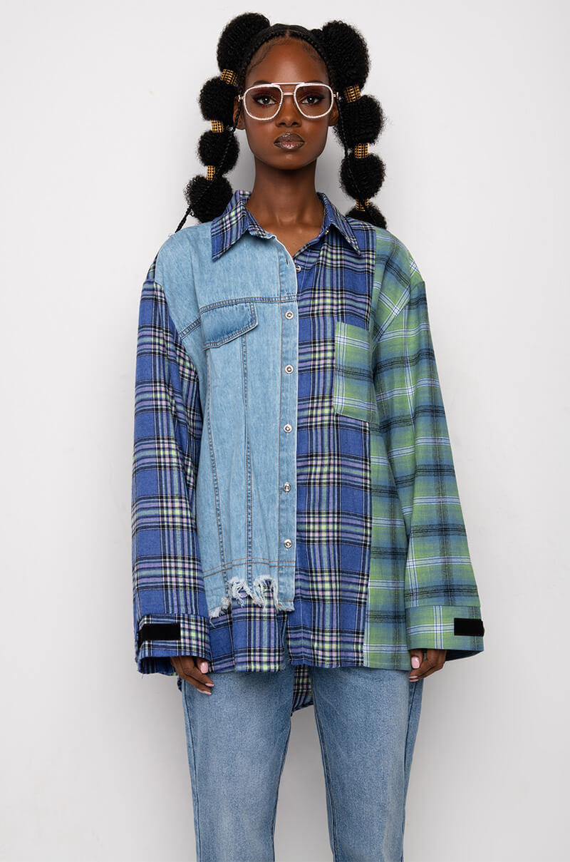 COME THROUGH MULTI PLAID BUTTON UP SHIRT