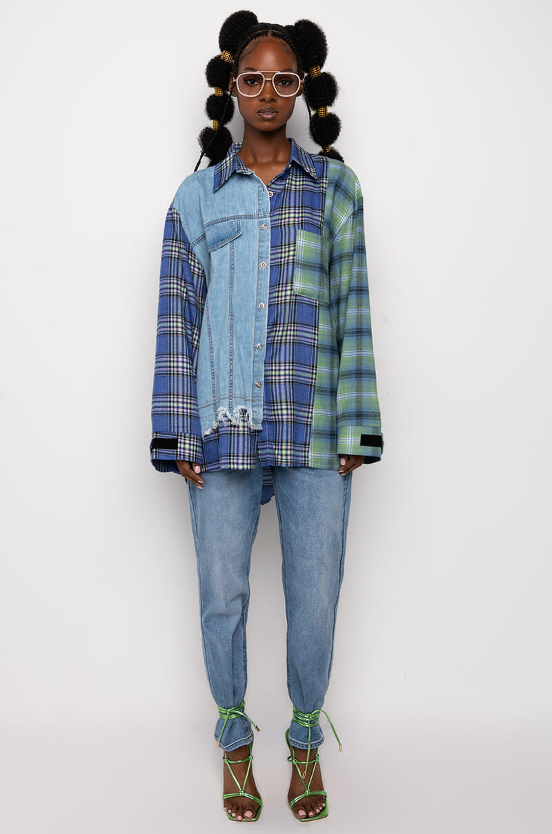 COME THROUGH MULTI PLAID BUTTON UP SHIRT