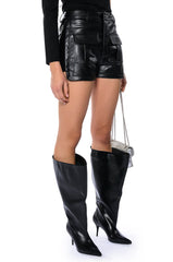 CORA POCKET DETAIL FAUX LEATHER SHORT