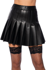 COUNT ON ME PLEATED FAUX LEATHER MINI SKIRT