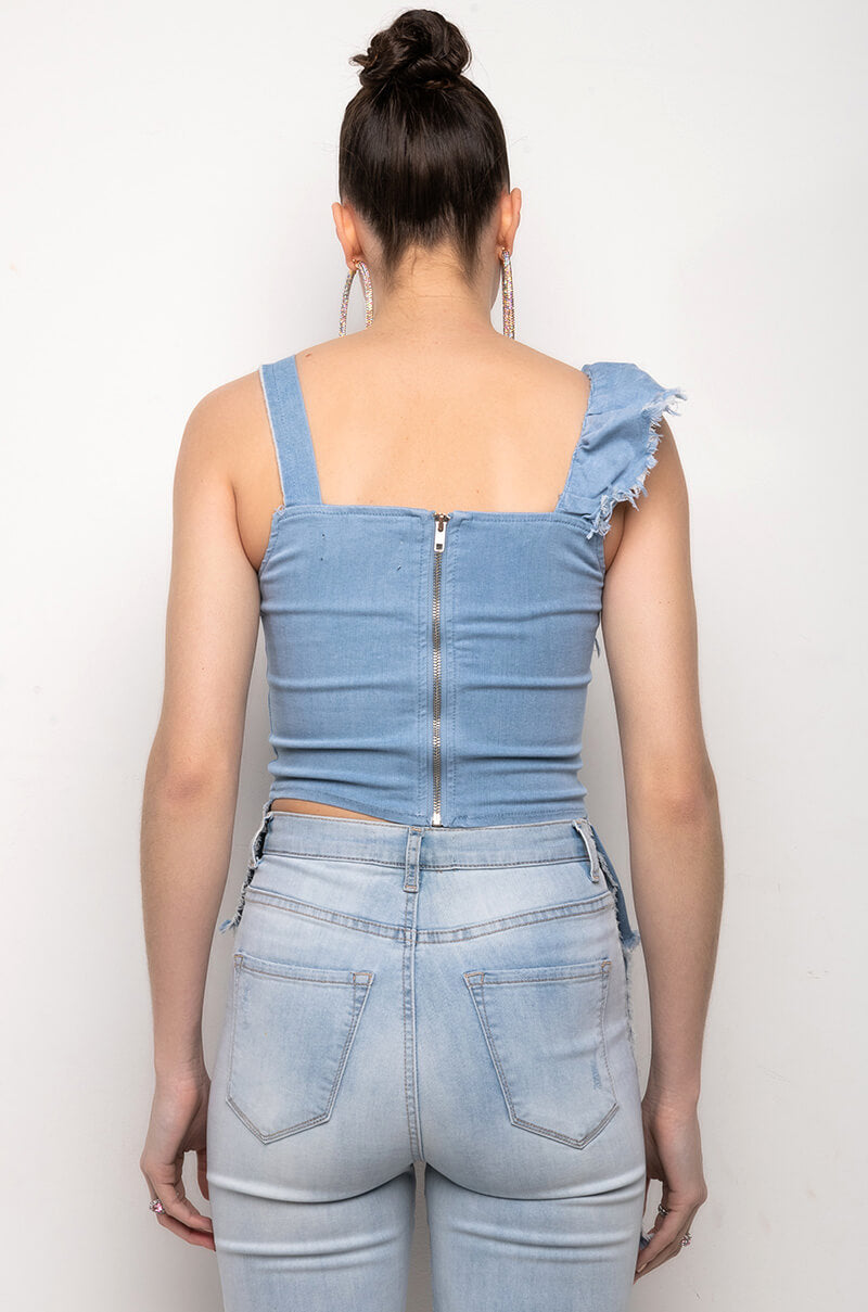 CHLOE DENIM SLEEVELESS BLOUSE
