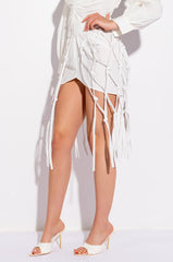 COURTSIDE FAUX LEATHER NET MIDI SKIRT