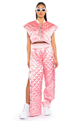 ARYA QUILTED SATIN VEST