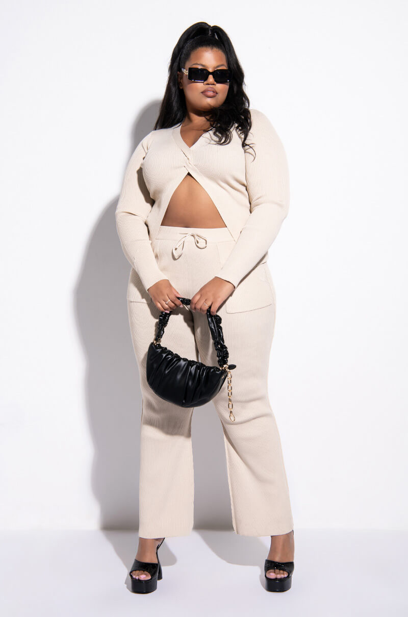 FRANCESCA DEEP V SPLIT FRONT SWEATER