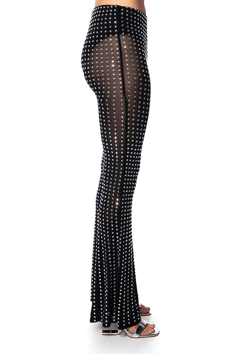 CRYSTAL CLEAR RHINESTONE FLARE PANT