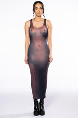 CUERPO PRINTED SCOOP NECK SLEEVELESS MAXI DRESS