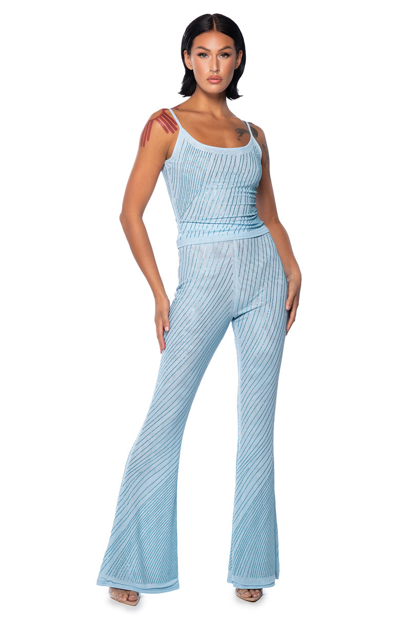 CUFF IT SLEEVELESS EMBELLISHED MESH TANK