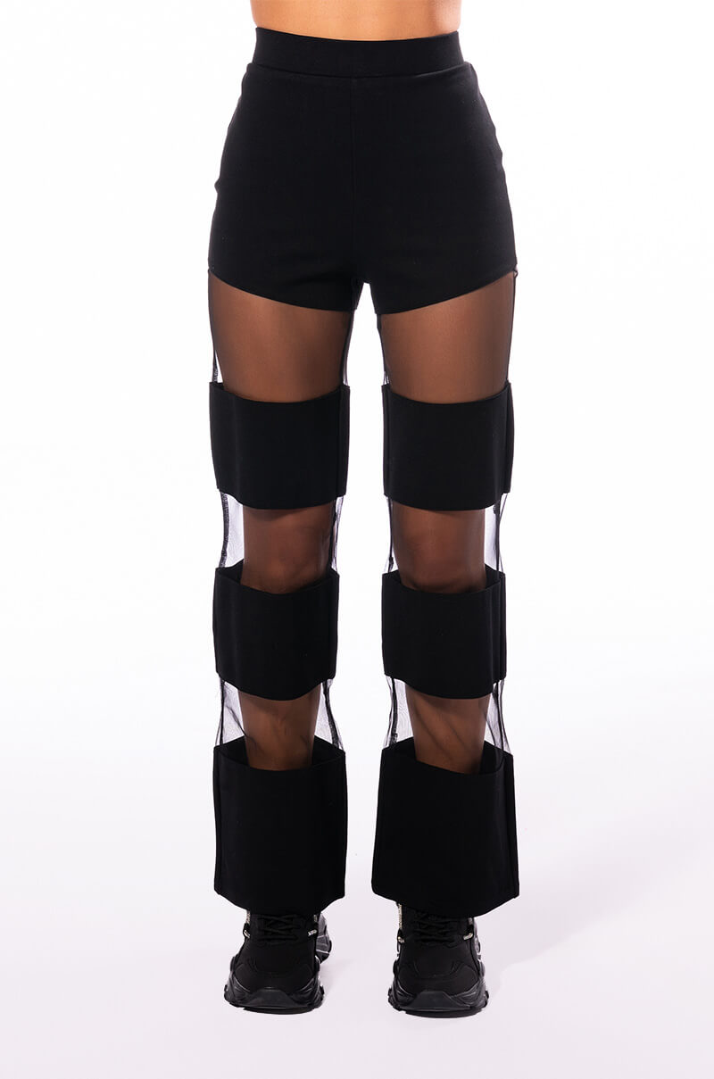 CUT TO THE CHASE MESH PANEL WIDE LEG PANT