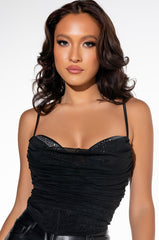 CUT TO THE CHASE RHINESTONE INSERT MESH CORSET