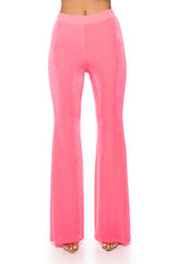 CYNTHIA SLINKY FLARED HIGH WAIST PANT IN PINK
