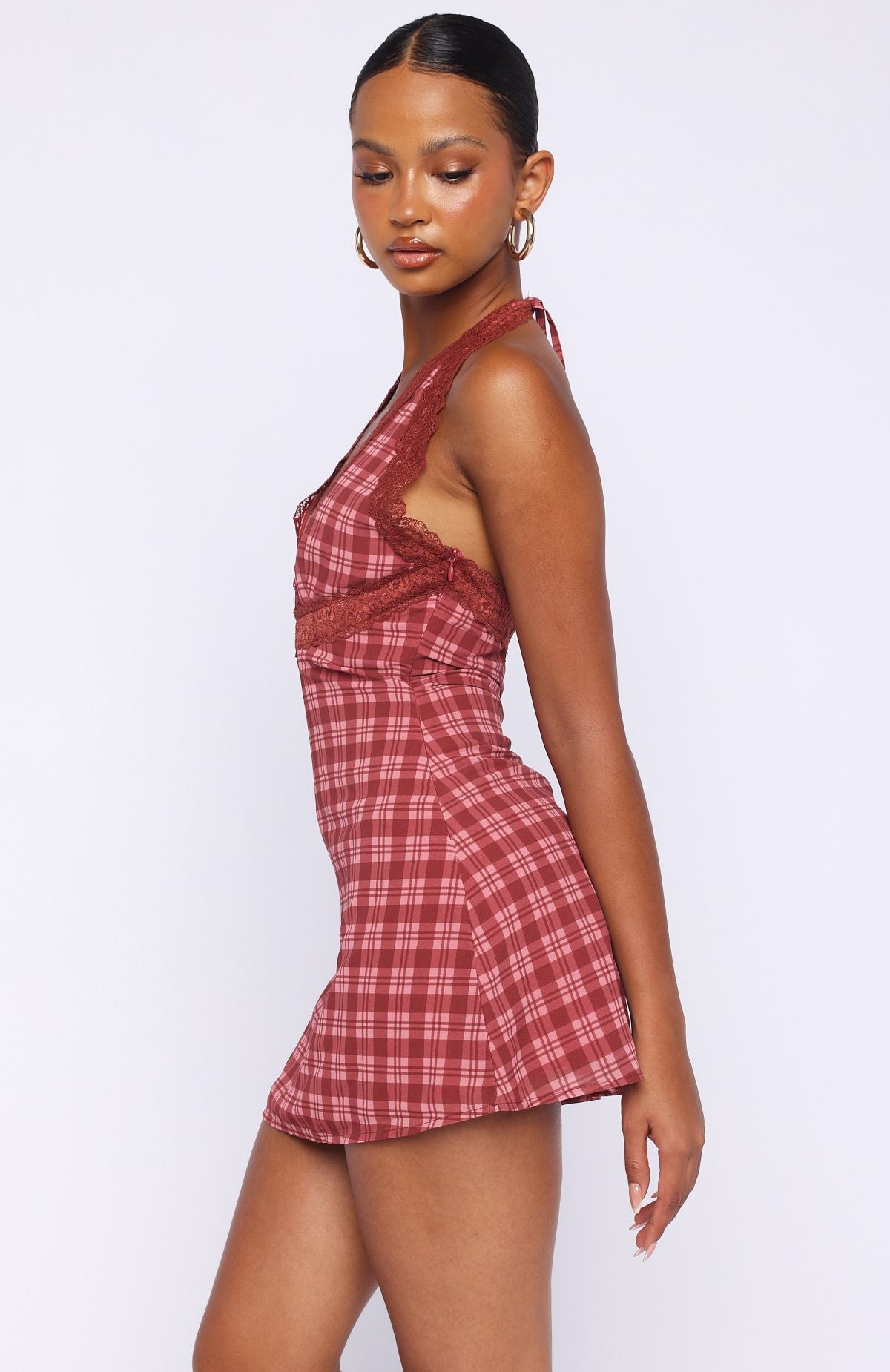 A Girl's Girl Mini Dress Berry Plaid