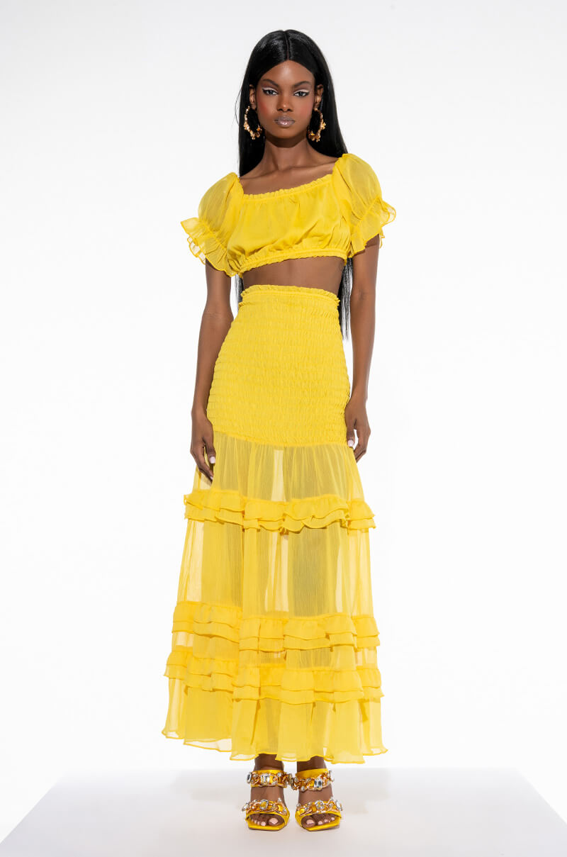 DELILAH SMOCKED MAXI SKIRT