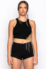DAISY GIRL CROPPED EMBELLISHED TANK