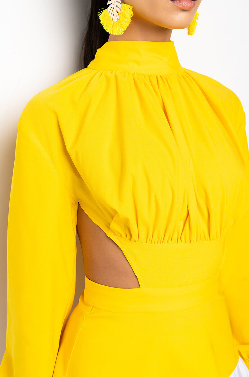 DAISY OPEN BACK LONG SLEEVE BLOUSE