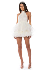 DARLING DIVA TULLE HALTER MINI DRESS