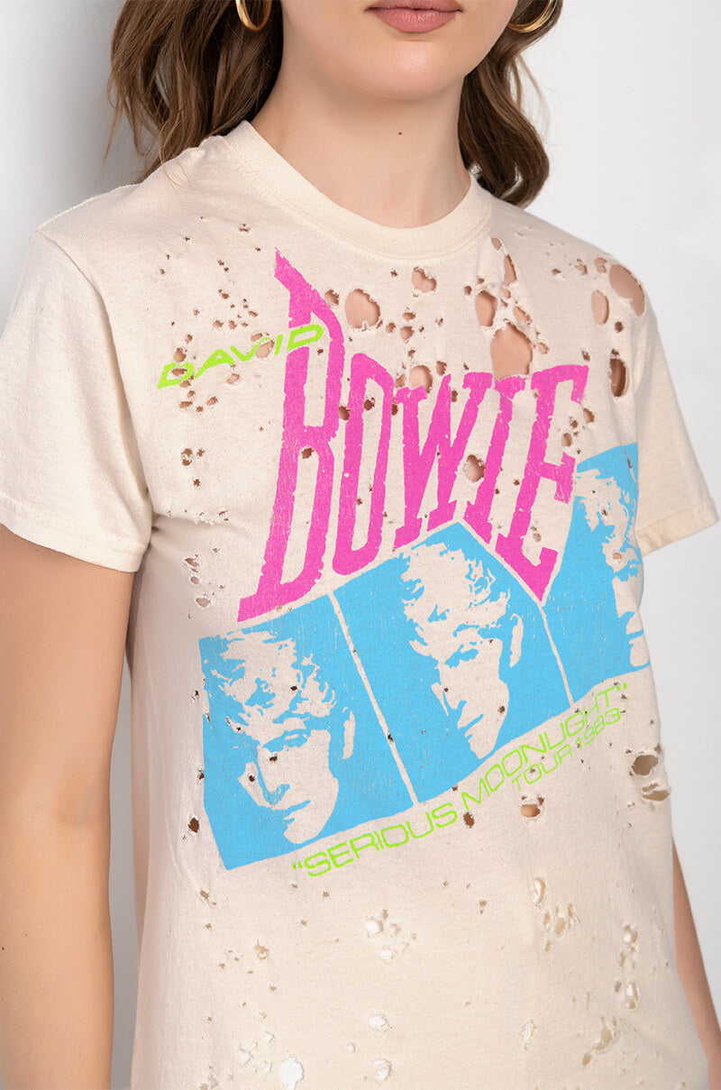 DAVID BOWIE DISTRESSED GRAPHIC T SHIRT